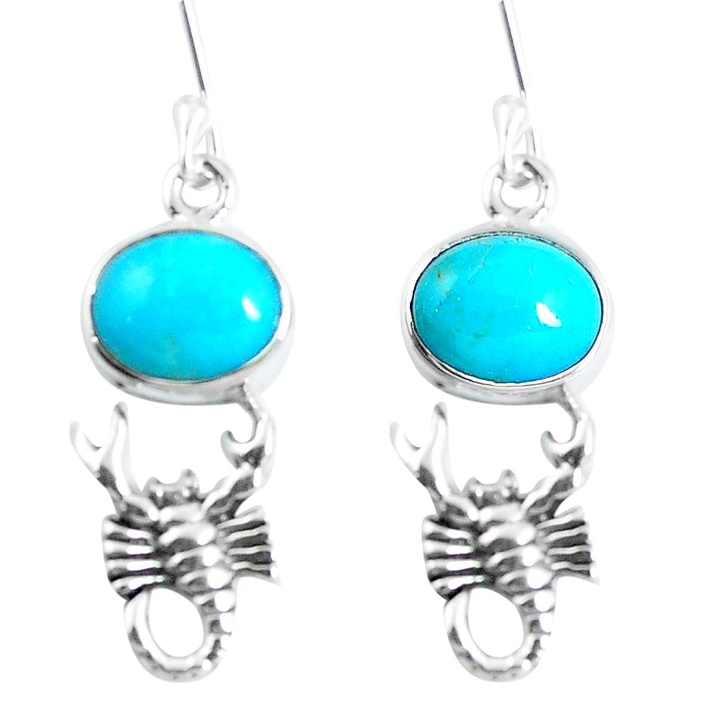 Blue sleeping beauty turquoise 925 silver scorpion earrings jewelry m72275