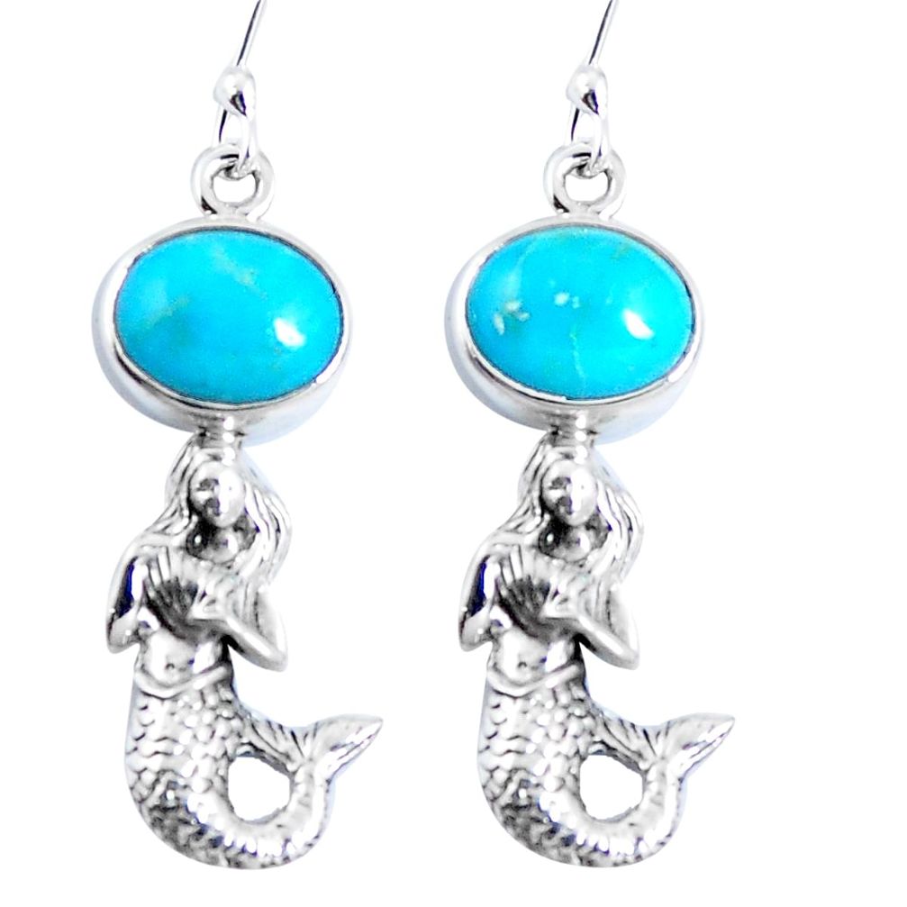 Blue sleeping beauty turquoise 925 silver fairy mermaid earrings m72280