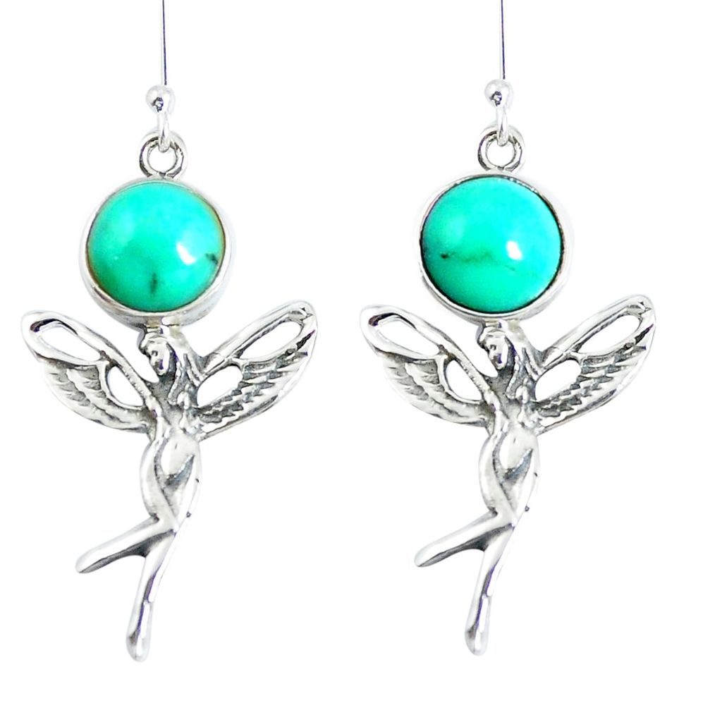 925 silver natural green kingman turquoise angel wings fairy earrings m72284