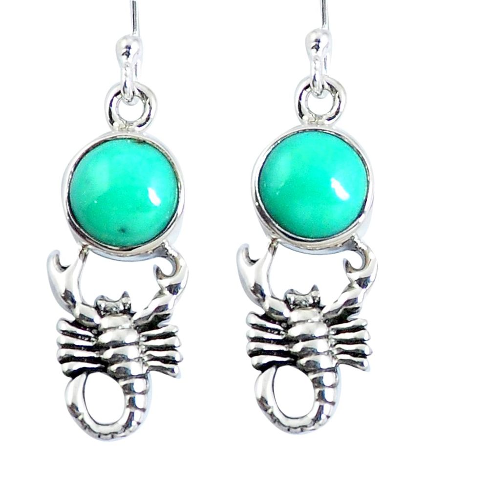 Natural green kingman turquoise 925 silver scorpion earrings m72288