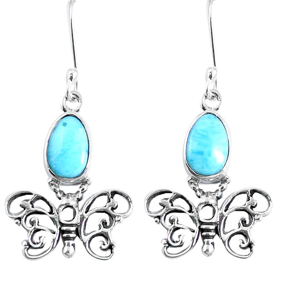 925 sterling silver natural blue larimar butterfly earrings jewelry m72289