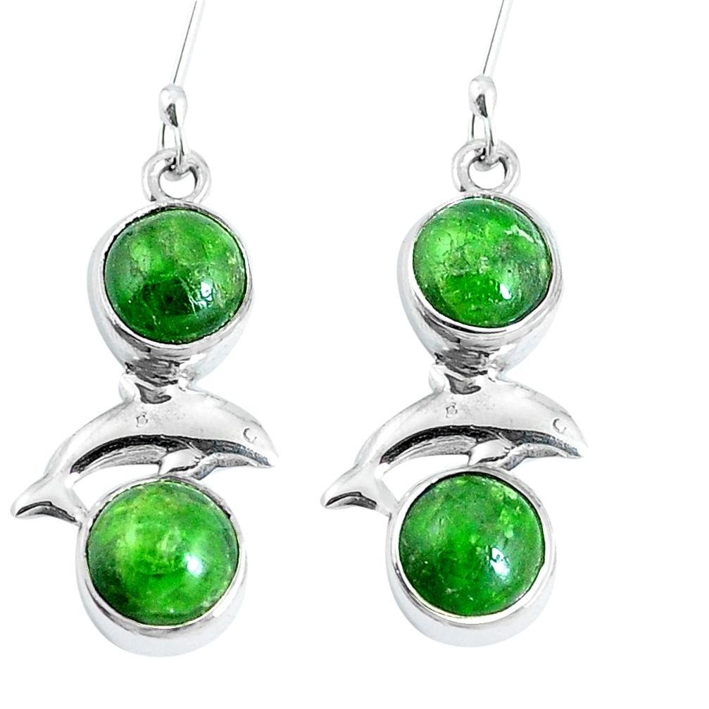 Natural green chrome diopside 925 silver dangle earrings jewelry m72292