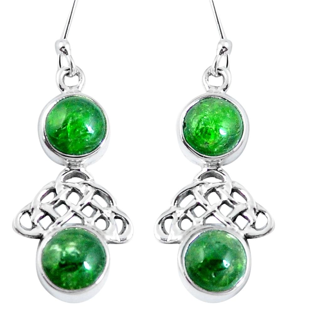 Natural green chrome diopside 925 silver dangle earrings jewelry m72294