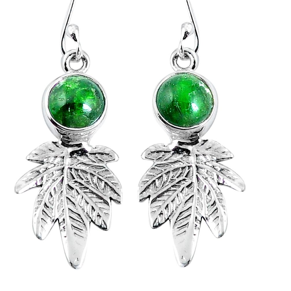 Natural green chrome diopside 925 sterling silver dangle earrings m72298