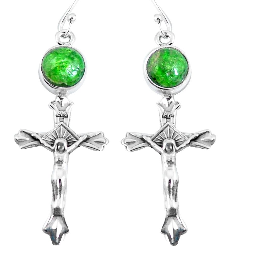 925 silver natural green chrome diopside holy cross earrings jewelry m72300