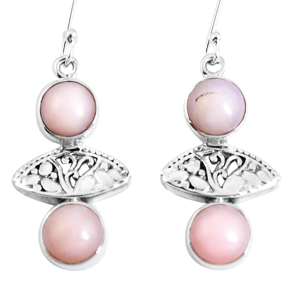 Natural pink opal 925 sterling silver dangle earrings jewelry m72305