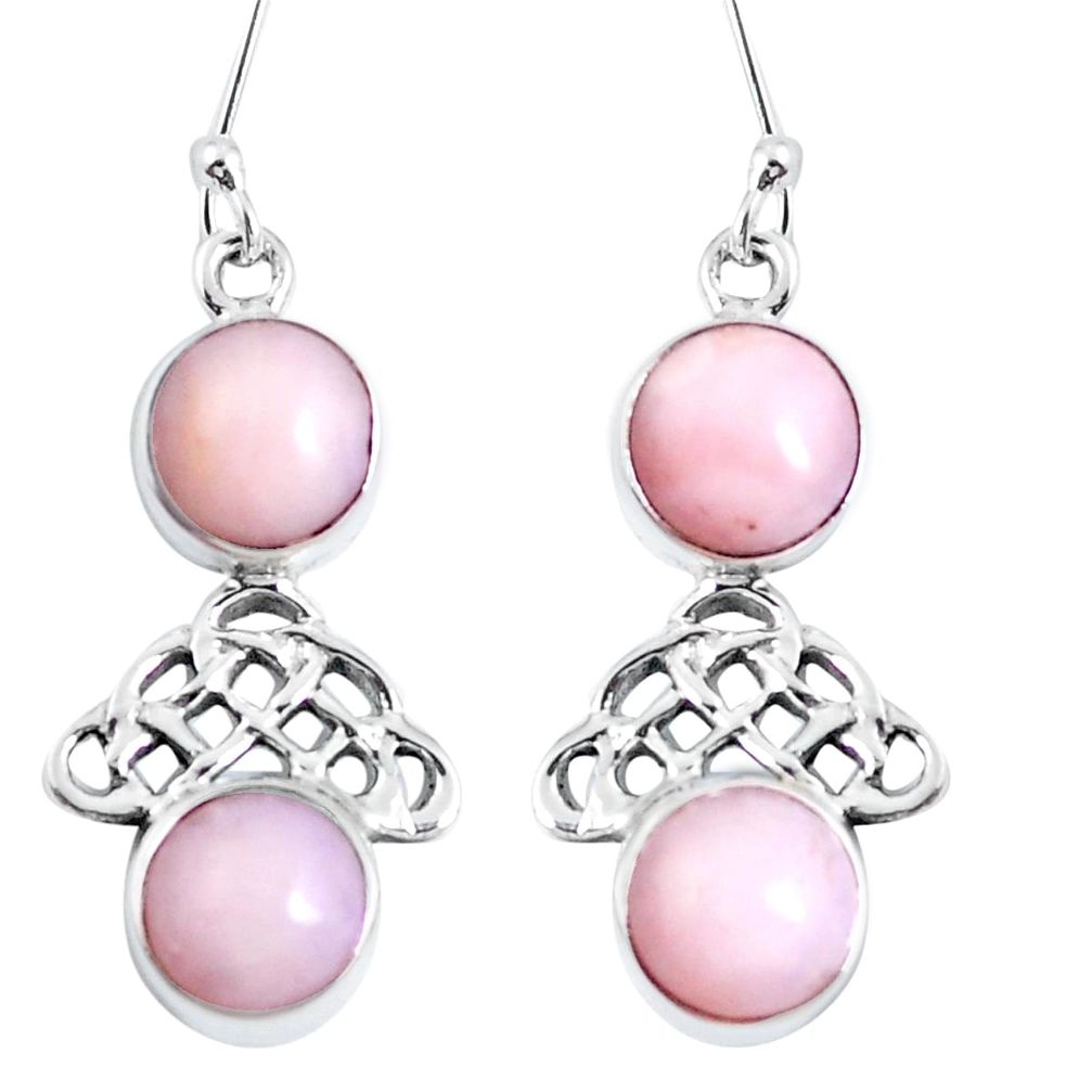Natural pink opal 925 sterling silver dangle earrings jewelry m72308