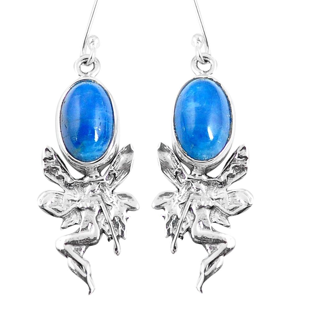 925 silver natural blue apatite (madagascar) angel wings fairy earrings m72320