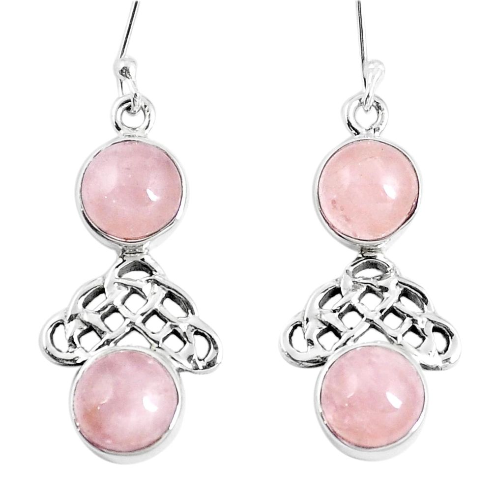 Natural pink morganite 925 sterling silver dangle earrings m72321