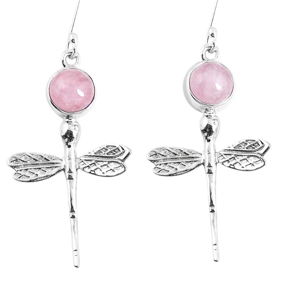 Natural pink morganite 925 sterling silver dragonfly earrings m72322