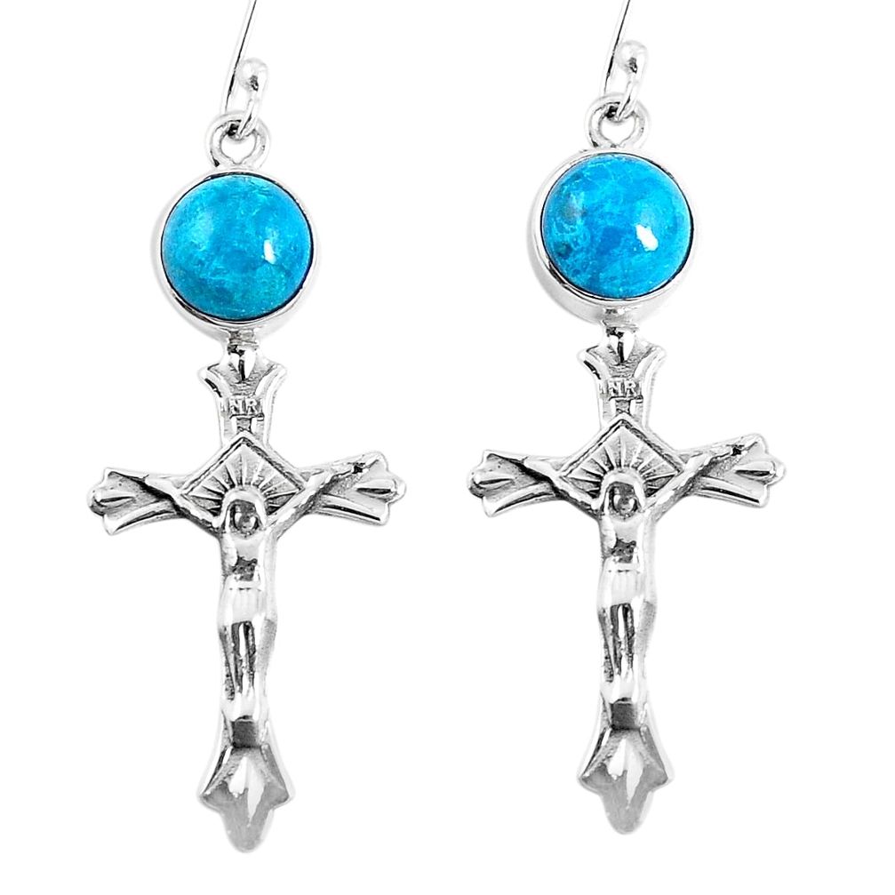 925 sterling silver natural green chrysocolla holy cross earrings m72324