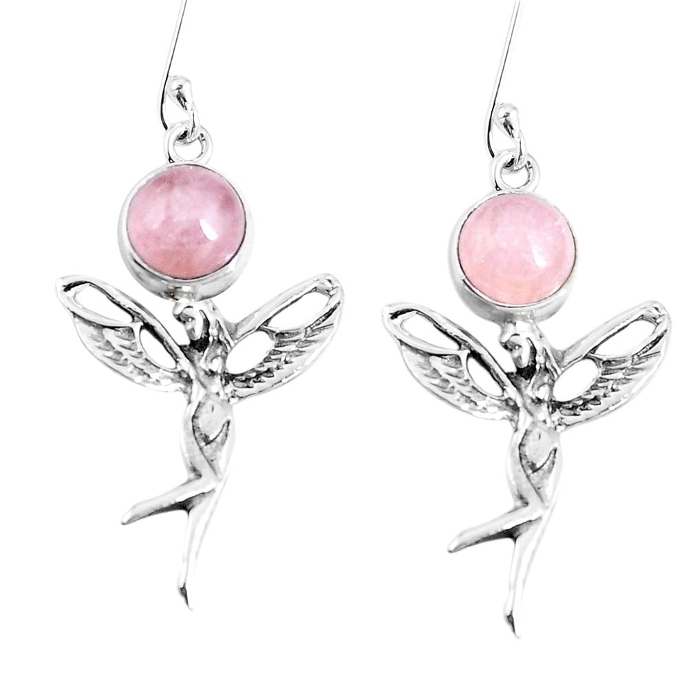 925 sterling silver natural pink morganite angel wings fairy earrings m72330