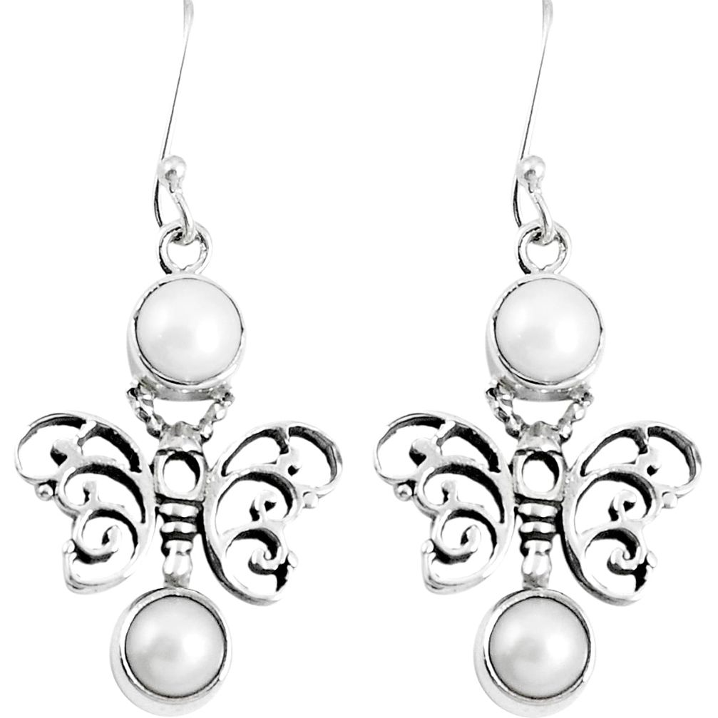 Natural white pearl 925 sterling silver butterfly earrings jewelry m72374