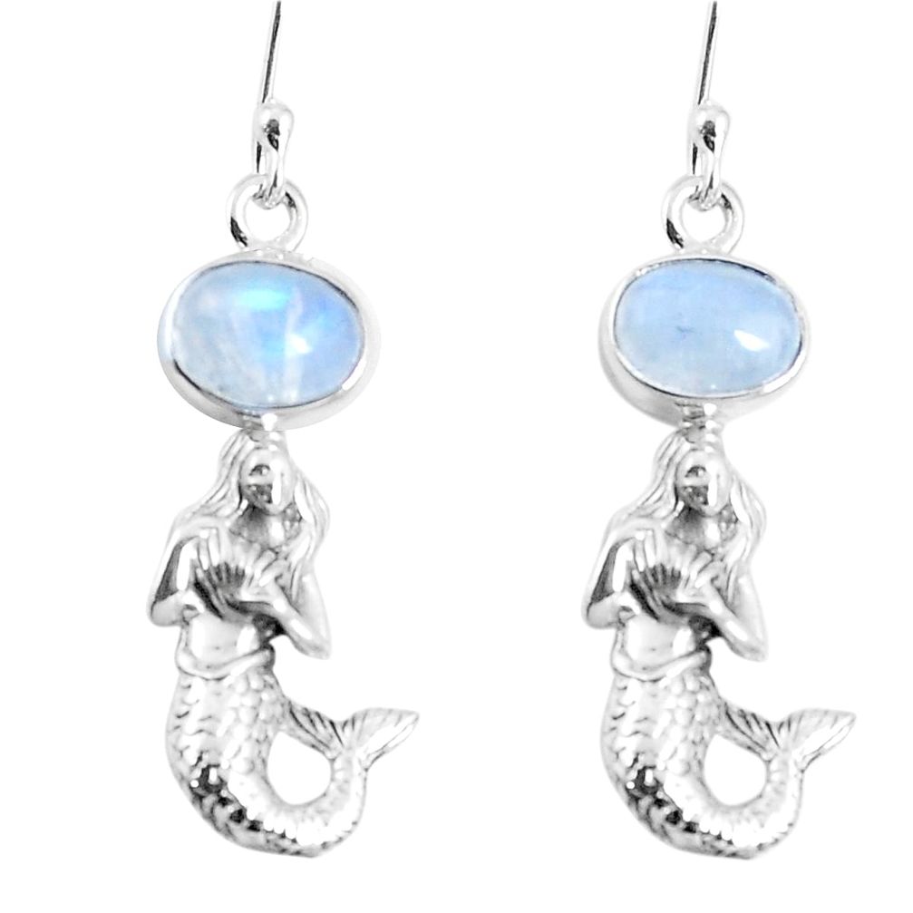 925 silver natural rainbow moonstone fairy mermaid earrings jewelry m72375