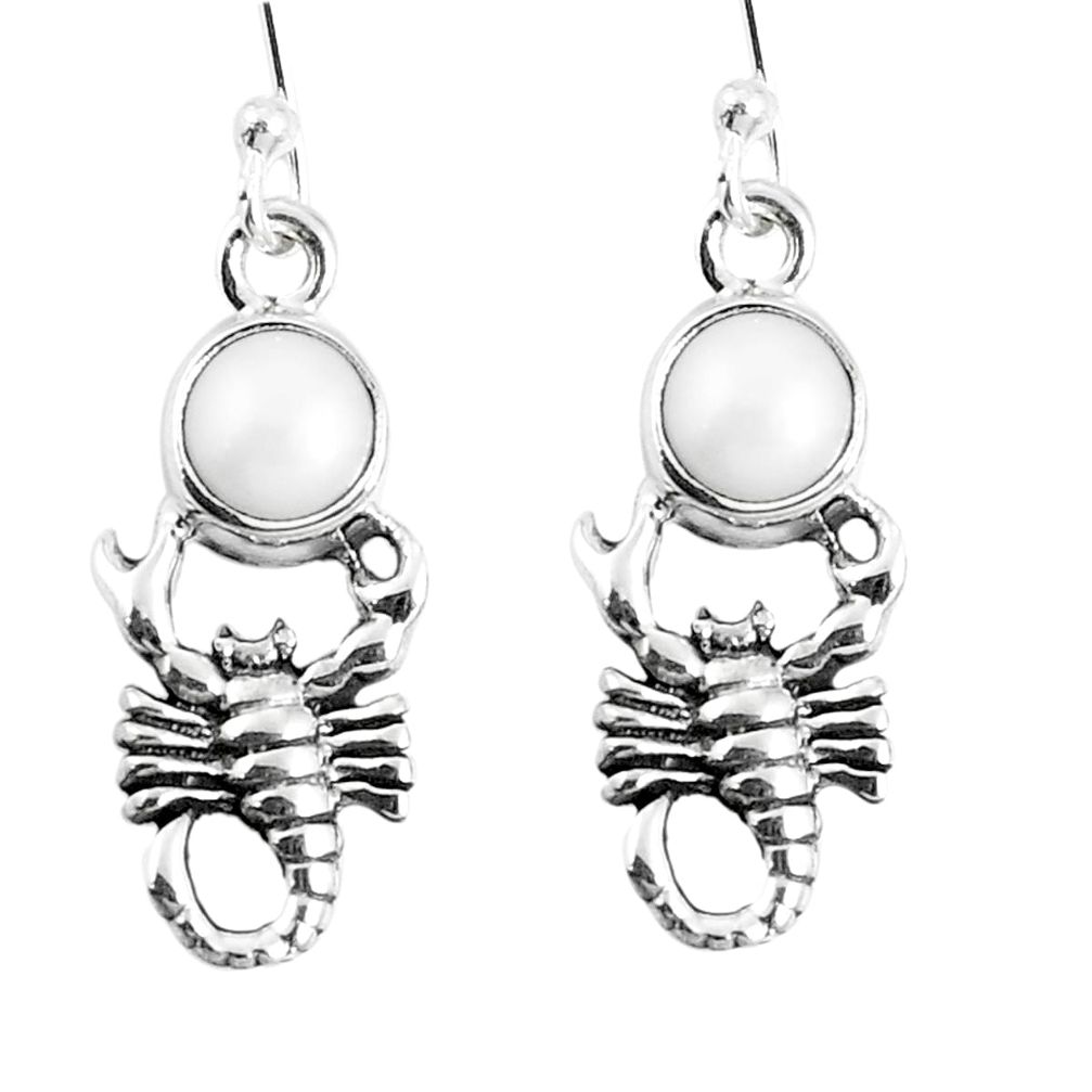 Natural white pearl 925 sterling silver scorpion earrings jewelry m72377