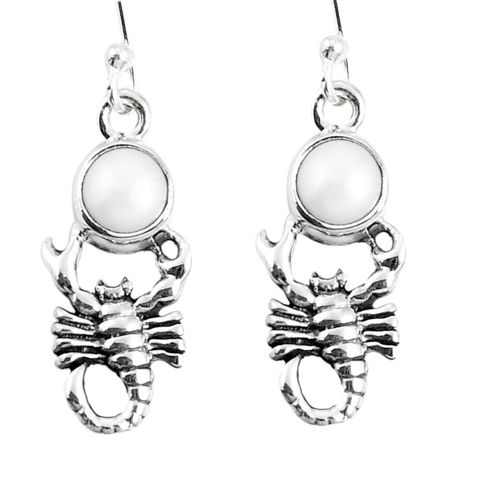 Natural white pearl 925 sterling silver scorpion earrings jewelry m72378