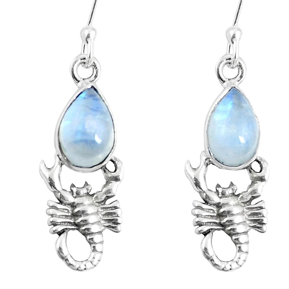 925 sterling silver natural rainbow moonstone scorpion earrings m72384