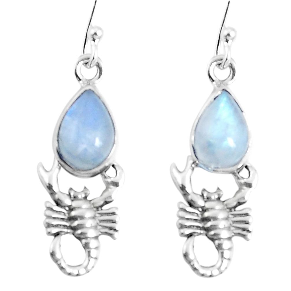 Natural rainbow moonstone 925 sterling silver scorpion earrings m72392