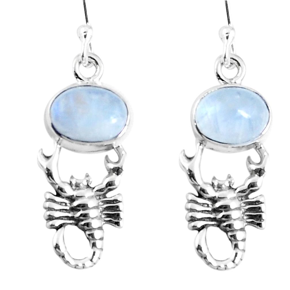Natural rainbow moonstone 925 sterling silver scorpion earrings m72400