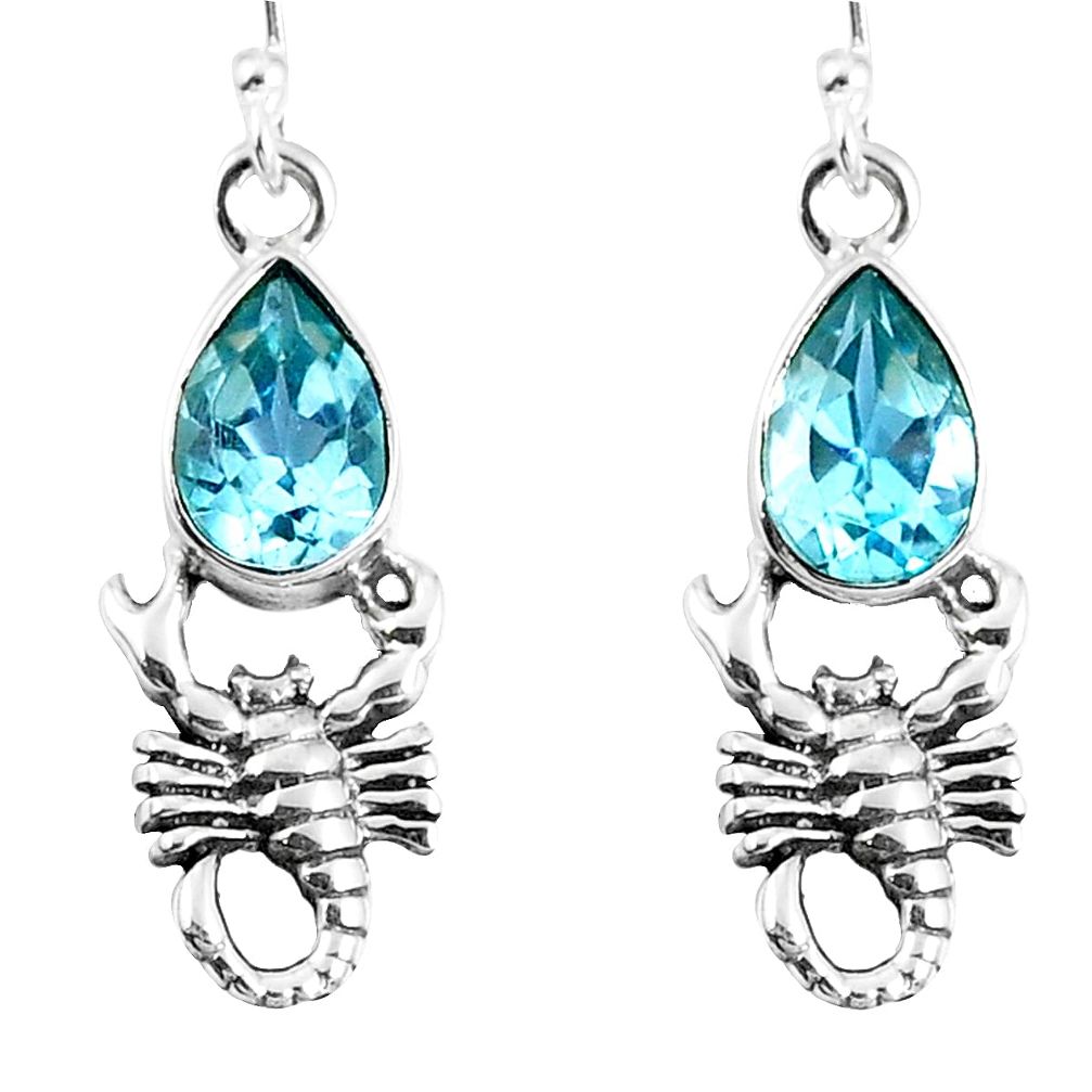 4.80cts natural blue topaz 925 sterling silver scorpion earrings jewelry m72401