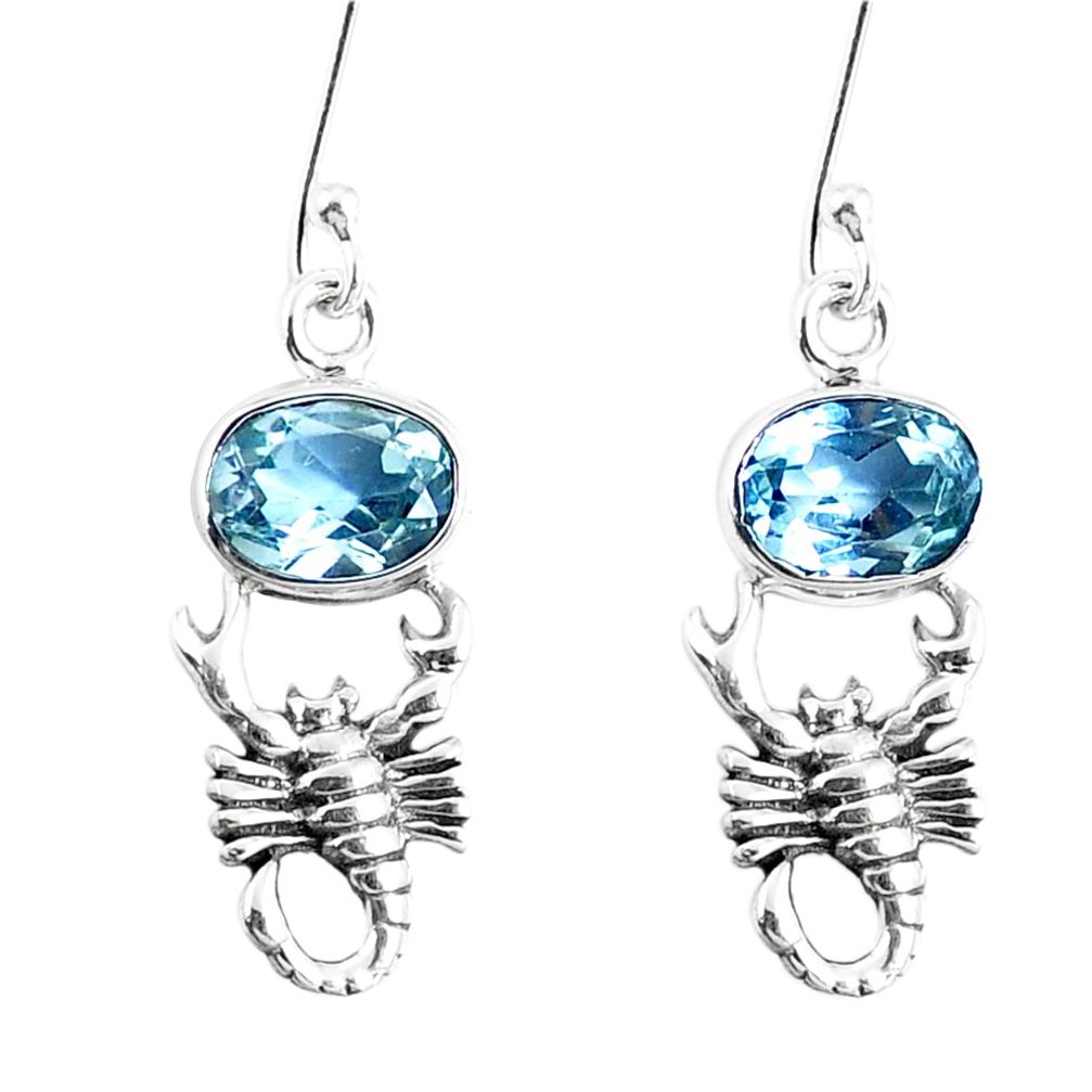 4.40cts natural blue topaz 925 sterling silver scorpion earrings jewelry m72402