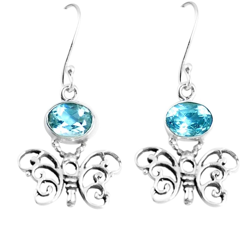 4.90cts natural blue topaz 925 sterling silver butterfly earrings jewelry m72409