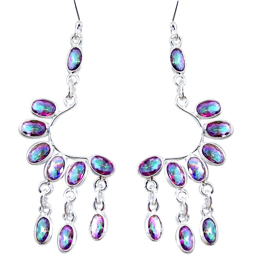Multi color rainbow topaz 925 sterling silver chandelier earrings m72462
