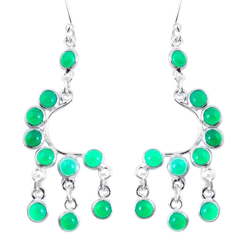 925 sterling silver natural green chalcedony chandelier earrings m72469