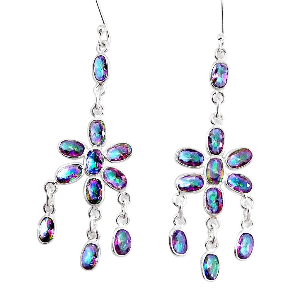 Multi color rainbow topaz 925 sterling silver chandelier earrings m72481