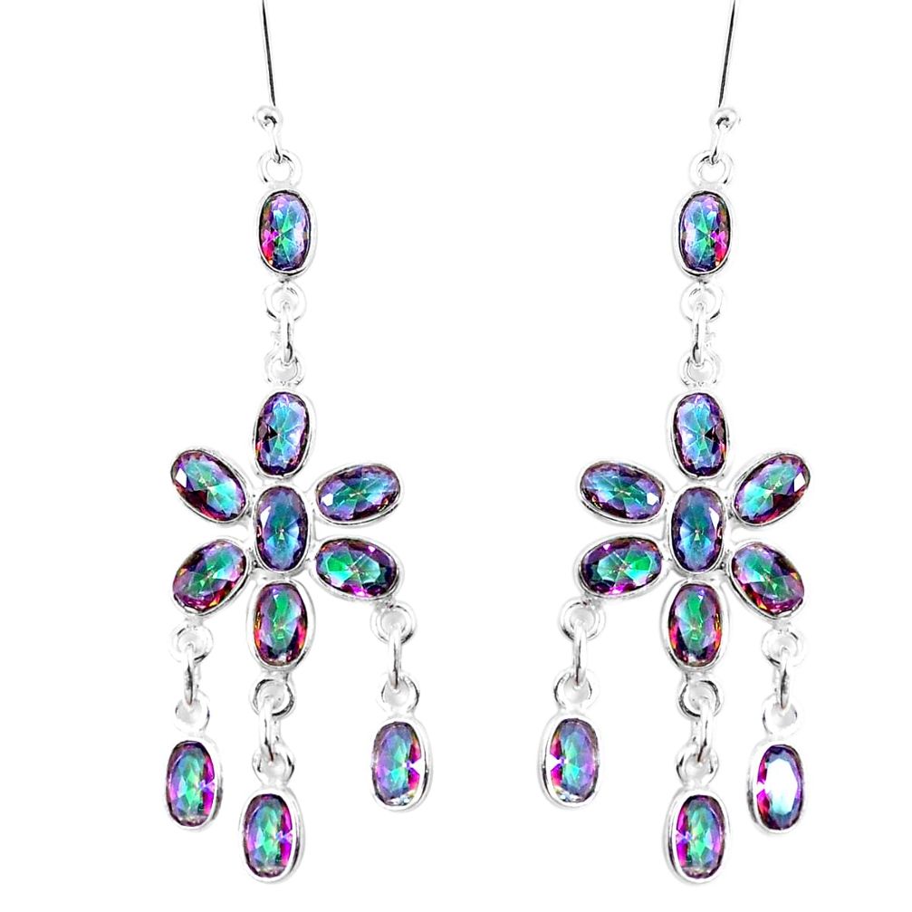 Multi color rainbow topaz 925 sterling silver chandelier earrings m72482