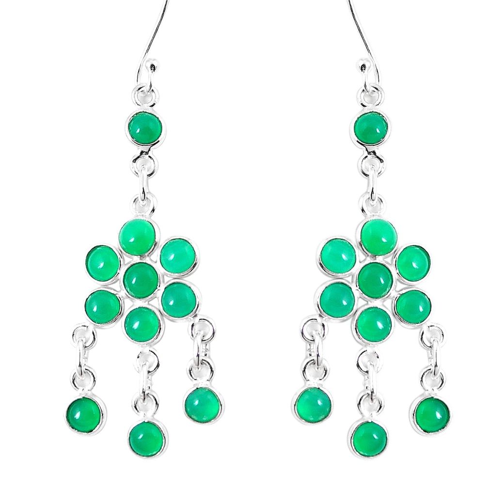 Natural green chalcedony 925 sterling silver chandelier earrings m72494