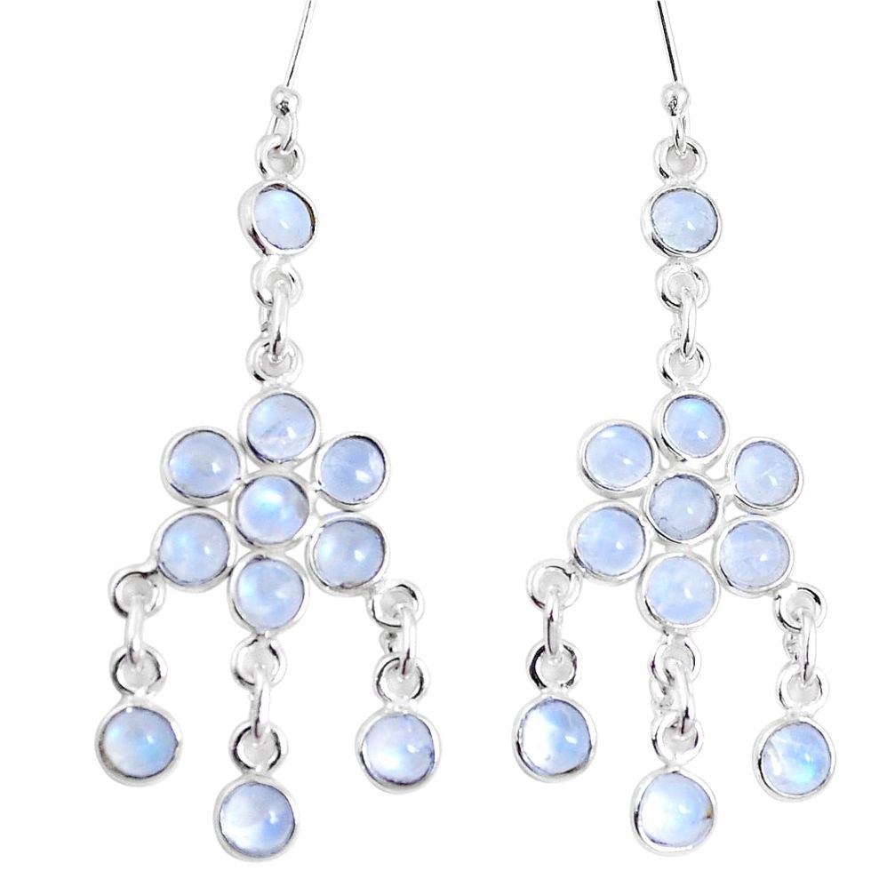 Natural rainbow moonstone 925 silver chandelier earrings jewelry m72497