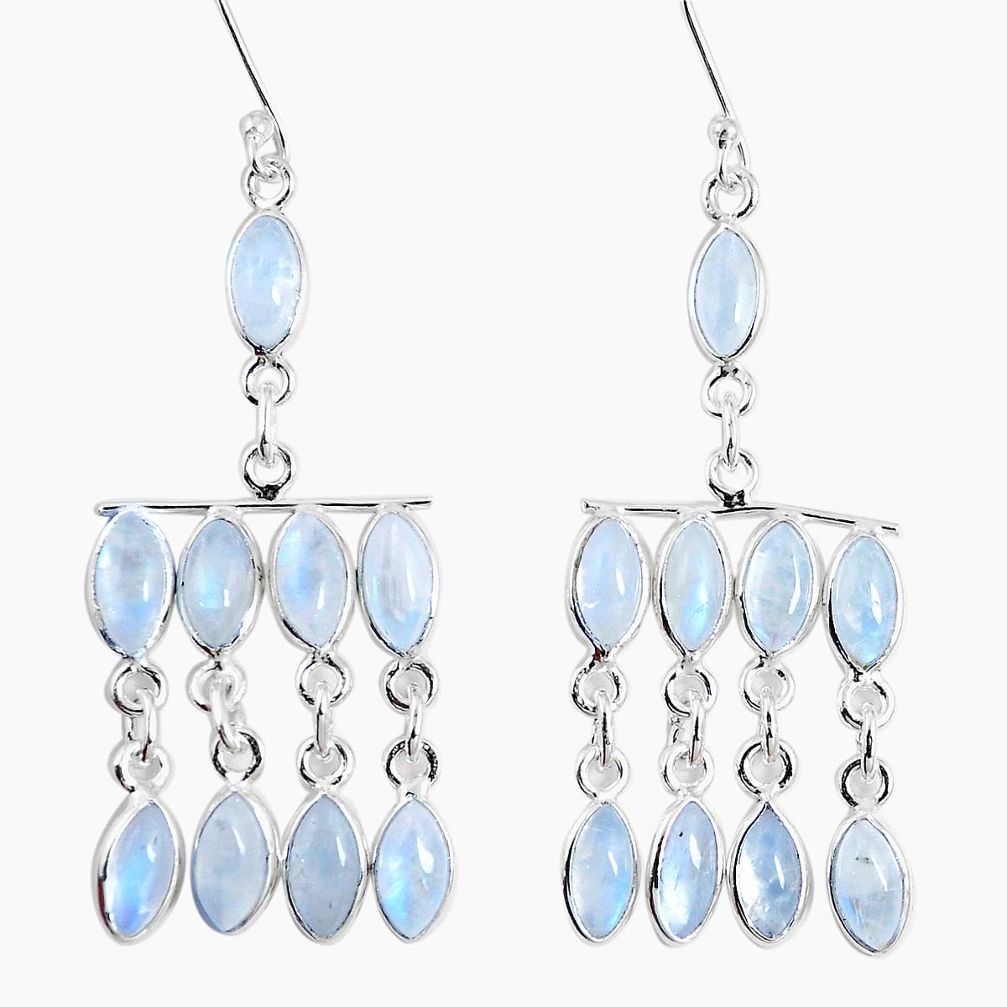 Natural rainbow moonstone 925 silver chandelier earrings jewelry m72506