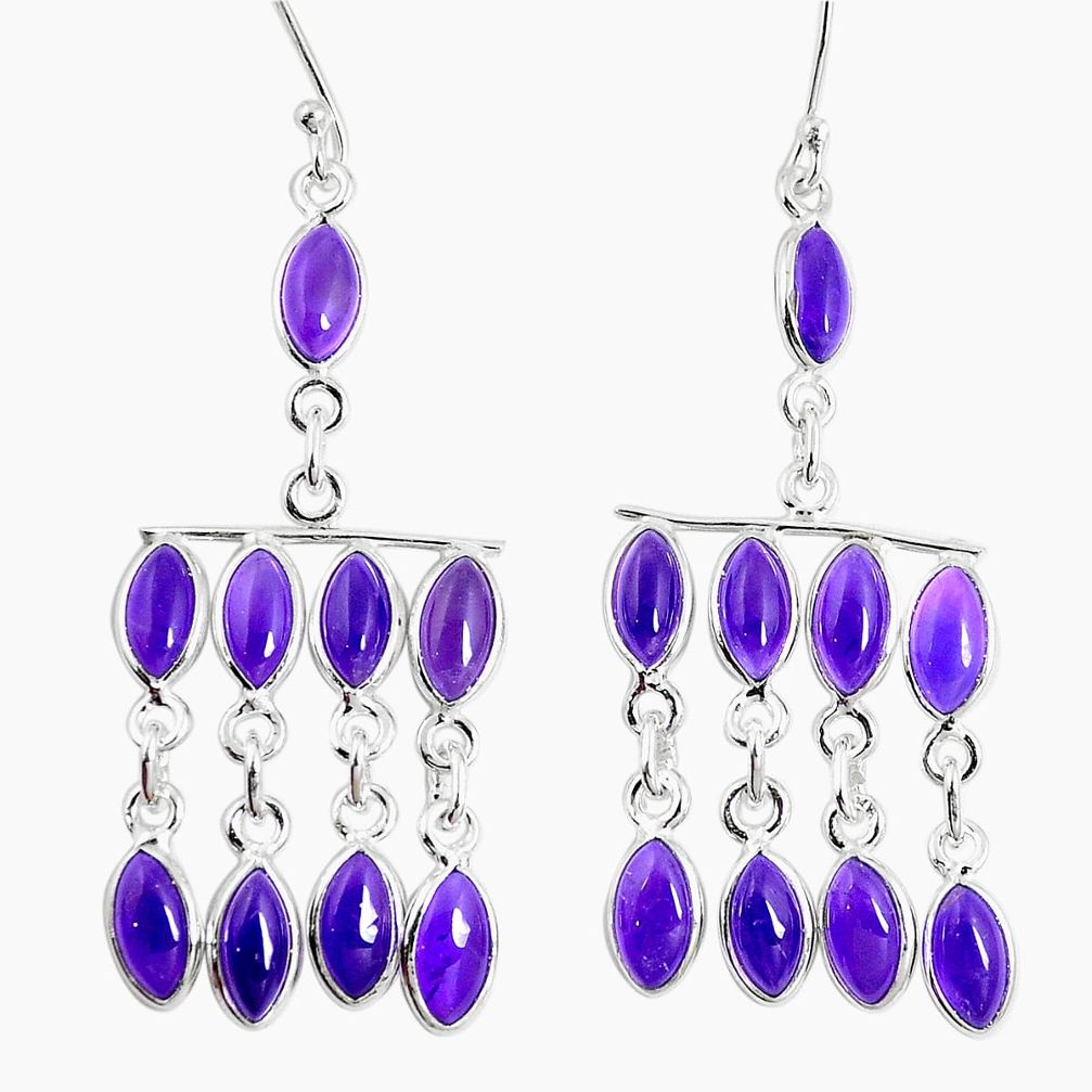 Natural purple amethyst 925 sterling silver chandelier earrings m72517