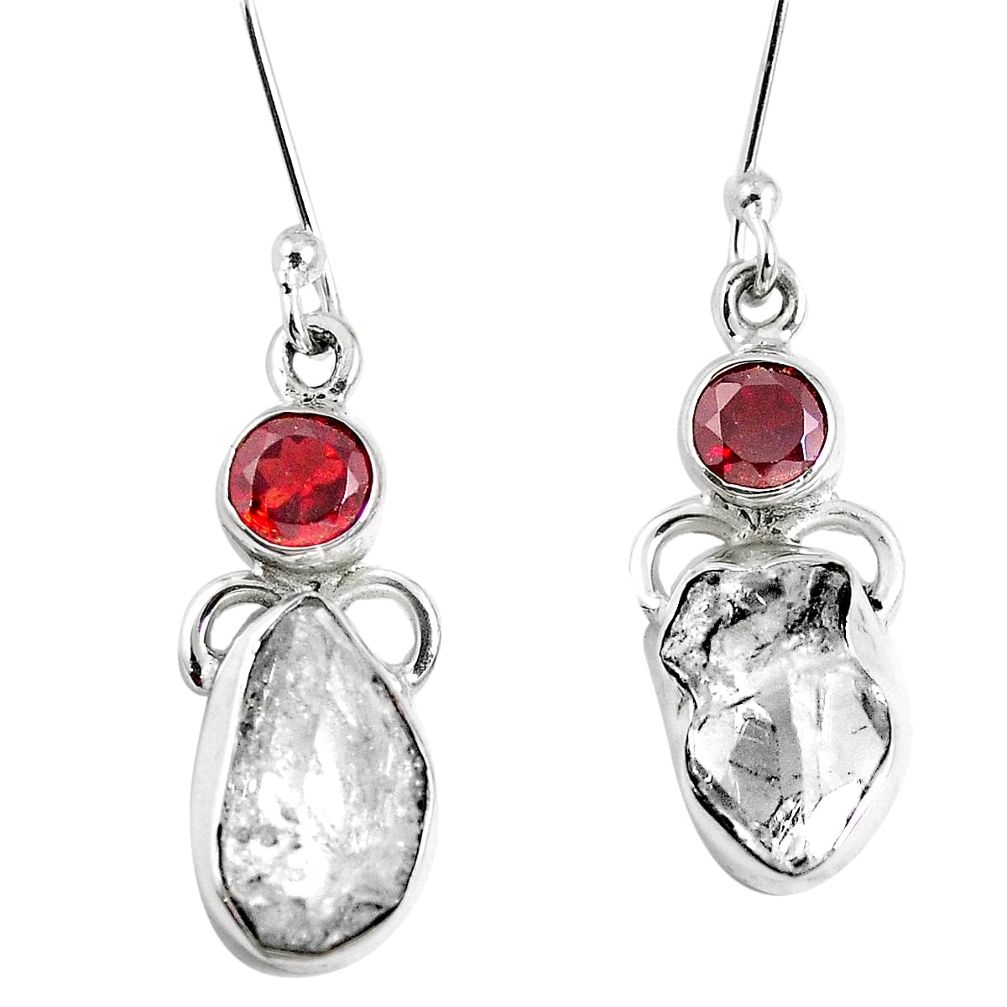 925 silver natural white herkimer diamond red garnet earrings m73077