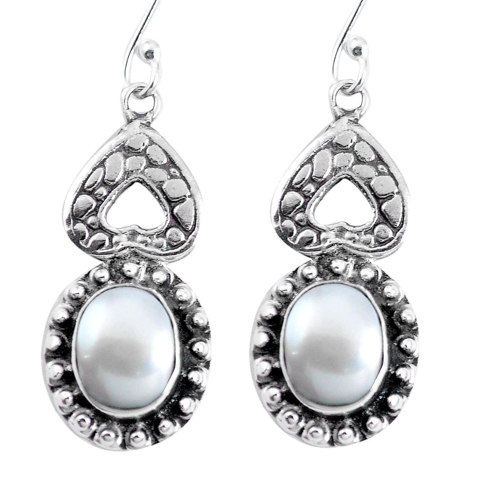 Natural white pearl 925 sterling silver dangle earrings jewelry m73113