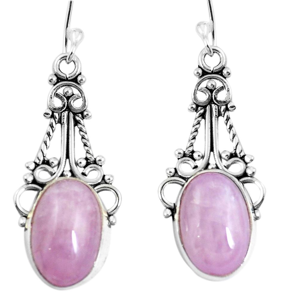 8.94cts natural pink kunzite 925 sterling silver dangle earrings jewelry m73141