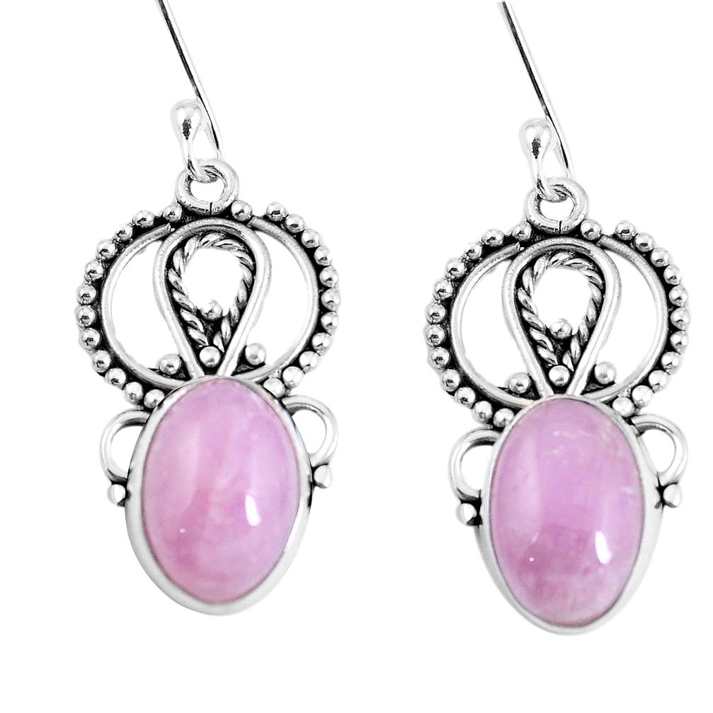 10.01cts natural pink kunzite 925 sterling silver dangle earrings jewelry m73142