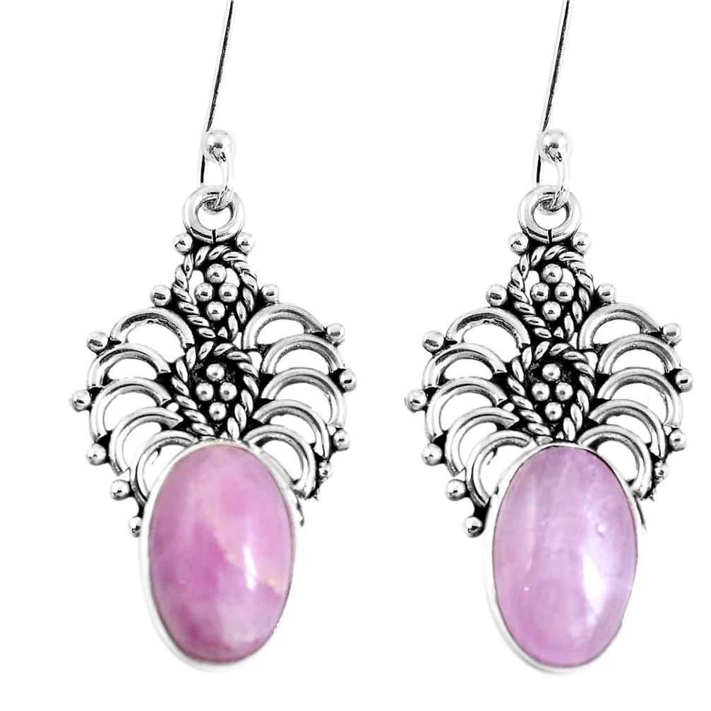 9.65cts natural pink kunzite 925 sterling silver dangle earrings jewelry m73148