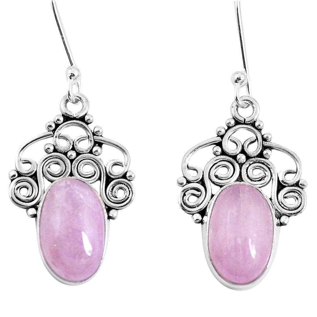 9.61cts natural pink kunzite 925 sterling silver dangle earrings jewelry m73151