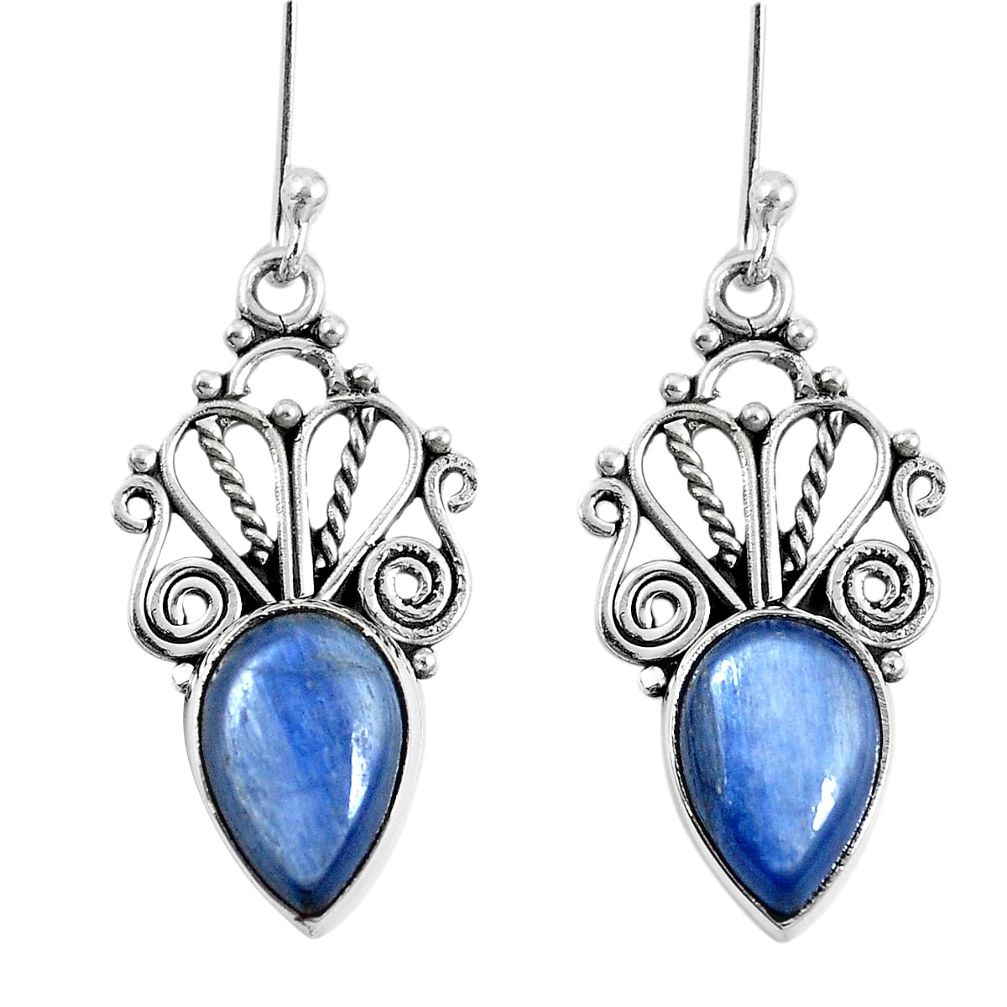 8.99cts natural blue kyanite 925 sterling silver dangle earrings jewelry m73159