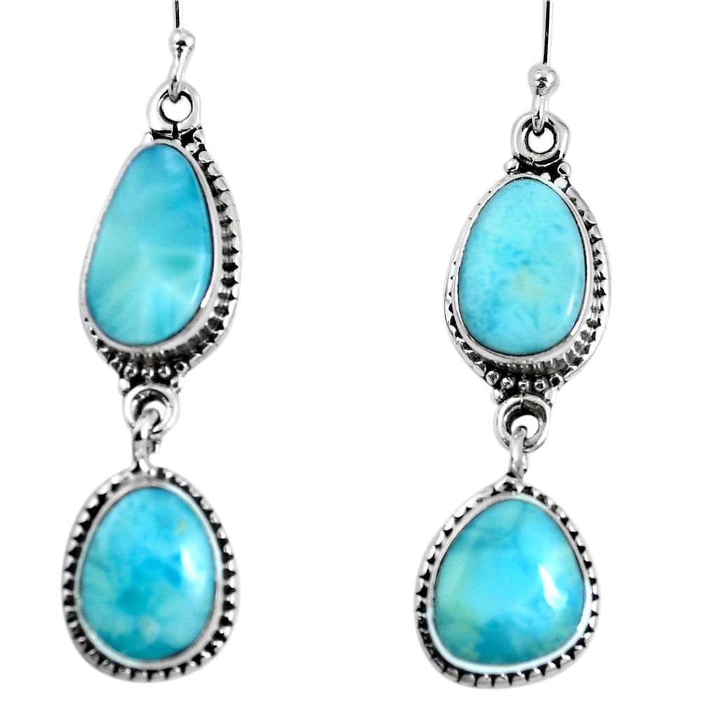 925 sterling silver natural blue larimar dangle earrings jewelry m73190