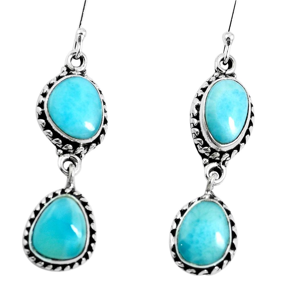 925 sterling silver natural blue larimar dangle earrings jewelry m73197
