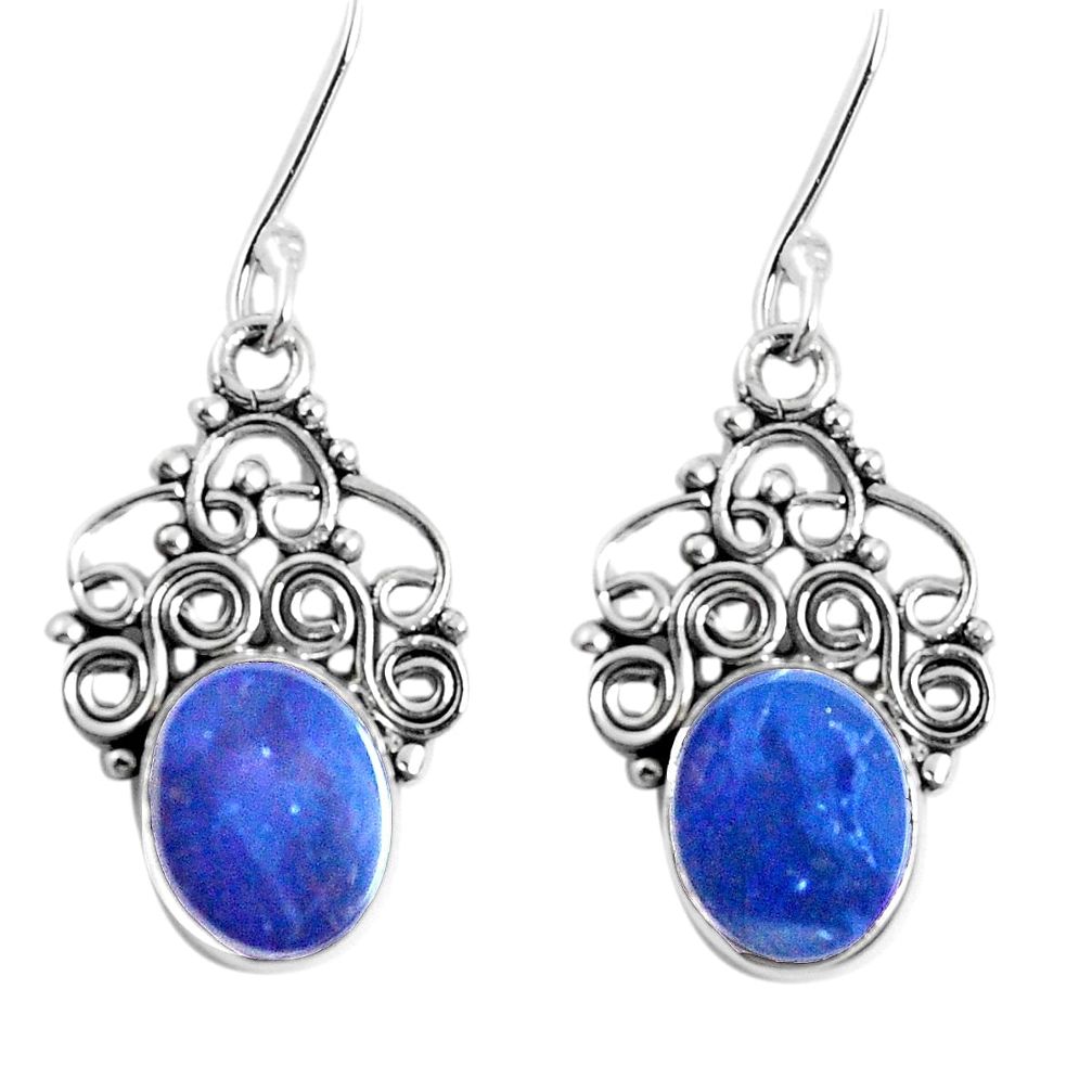 Natural blue doublet opal australian 925 silver dangle earrings m73557