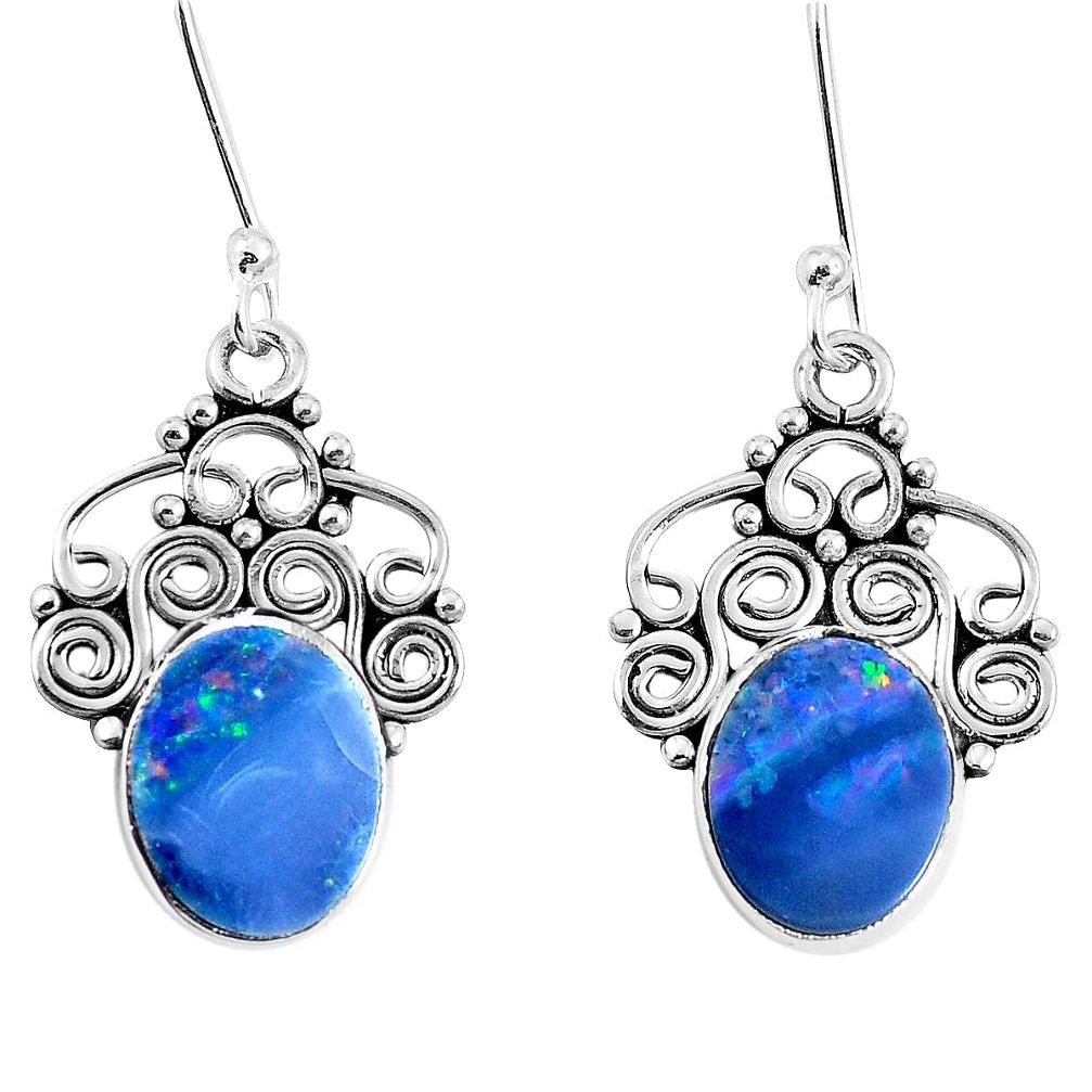 925 silver natural blue doublet opal australian dangle earrings jewelry m73560
