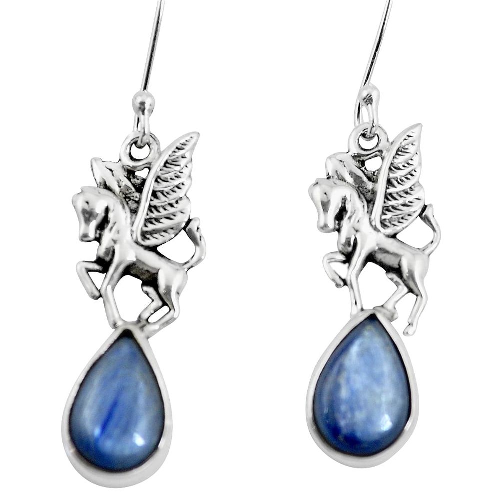 Natural blue kyanite 925 sterling silver unicorn earrings jewelry m74142