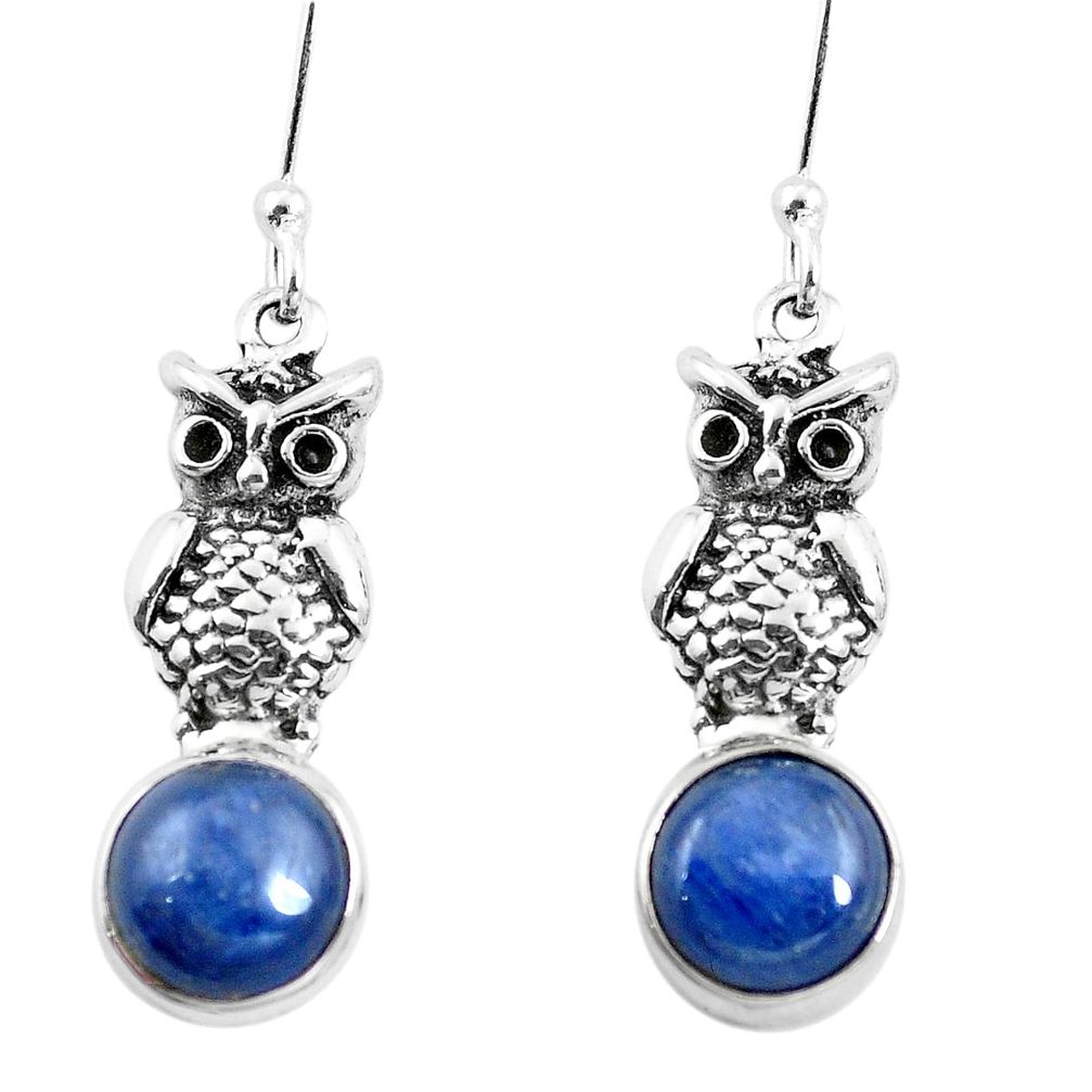 925 sterling silver natural blue kyanite owl earrings jewelry m74144
