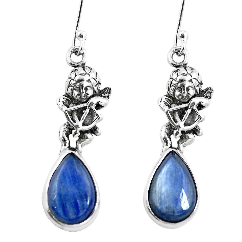 925 silver natural blue kyanite cupid angel wings earrings jewelry m74147