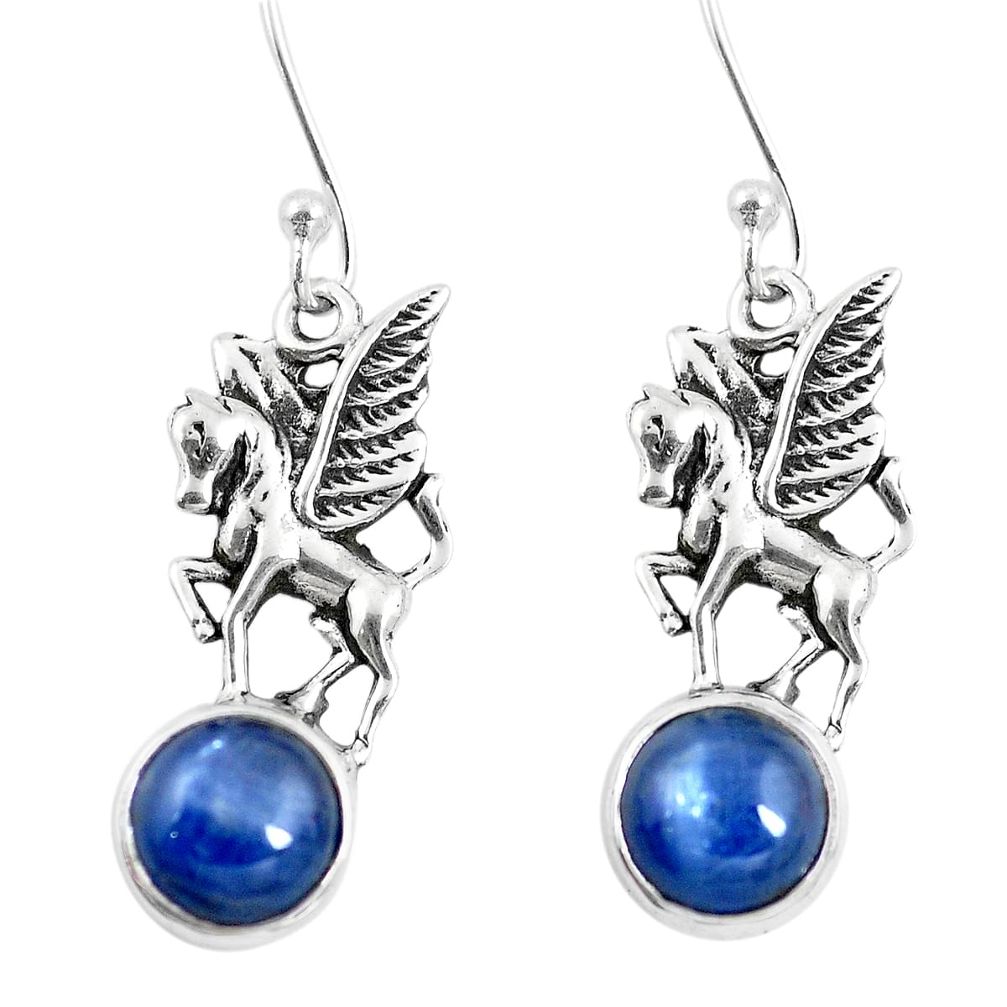 Natural blue kyanite 925 sterling silver unicorn earrings jewelry m74149
