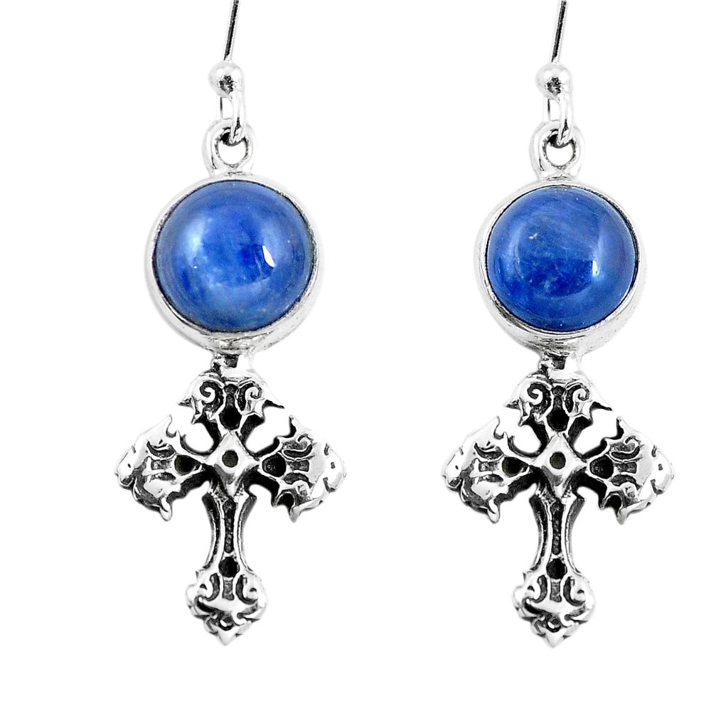 925 sterling silver natural blue kyanite holy cross earrings jewelry m74151